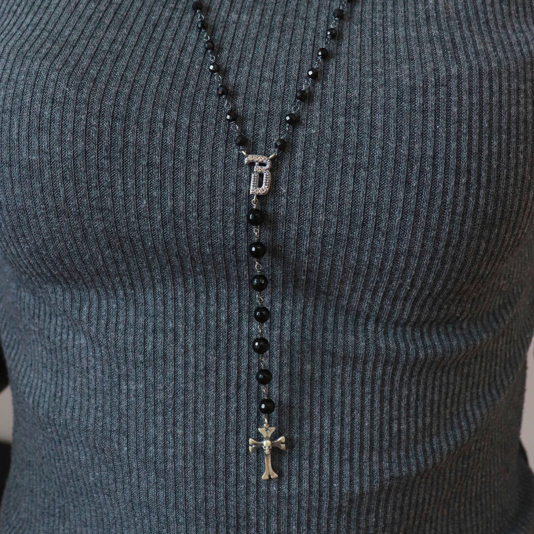 Colgante Plata Cruz Calavera Rosario