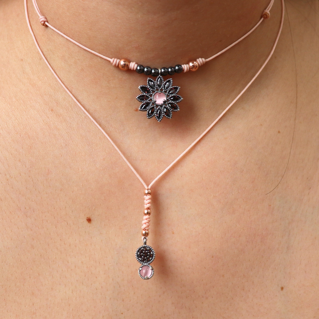 Colgante Plata Macramé Navettes
