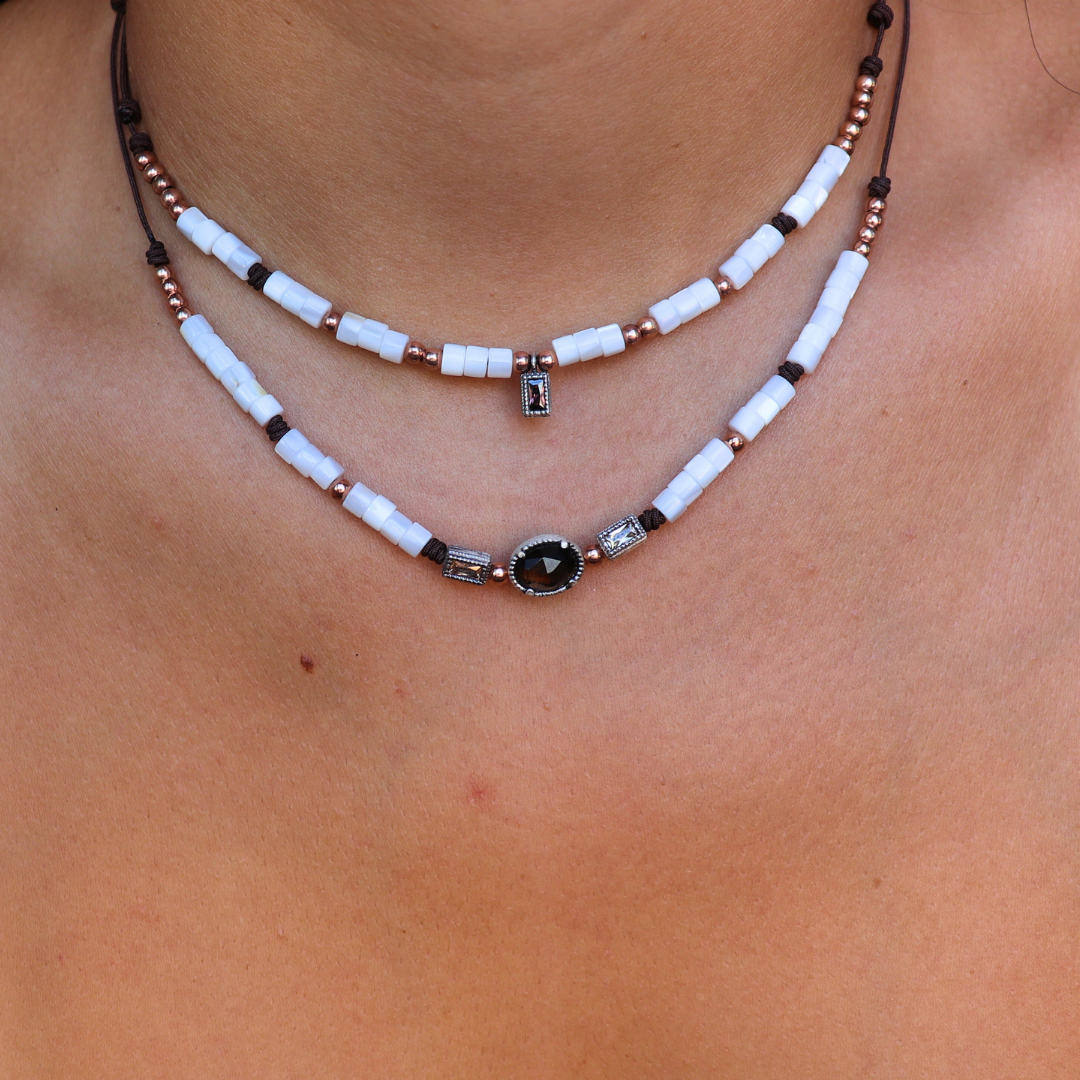 Colgante macramé plata