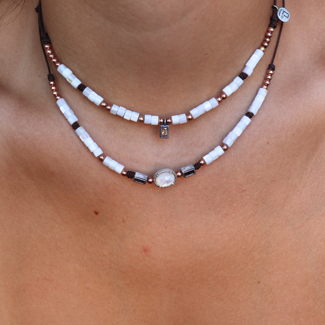 Colgante macramé plata