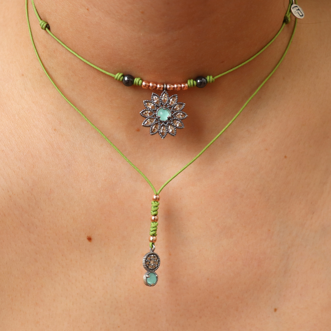 Colgante Plata Macramé Navettes