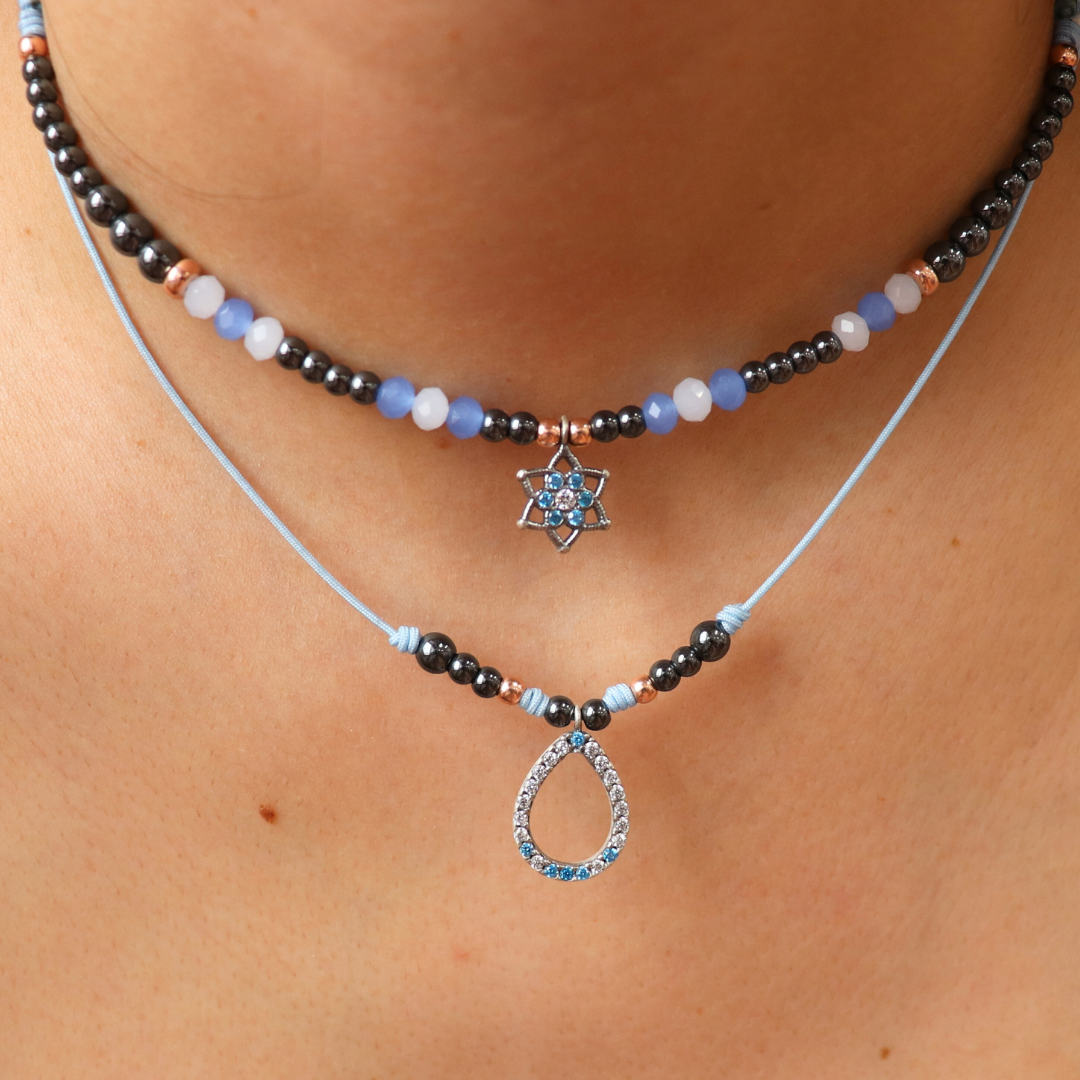 Colgante Plata Macramé Gota