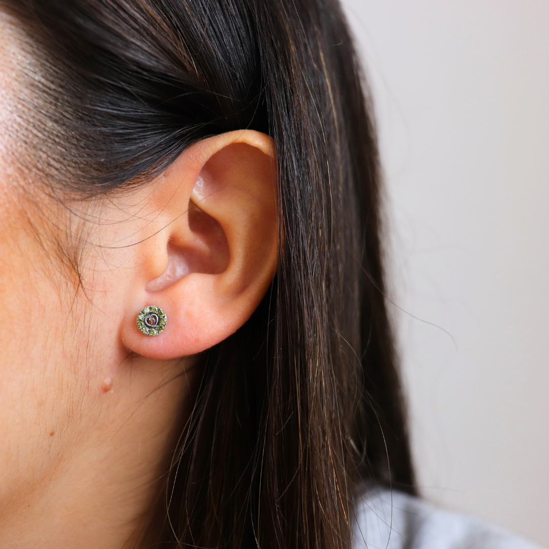 Pendientes plata botón corazón