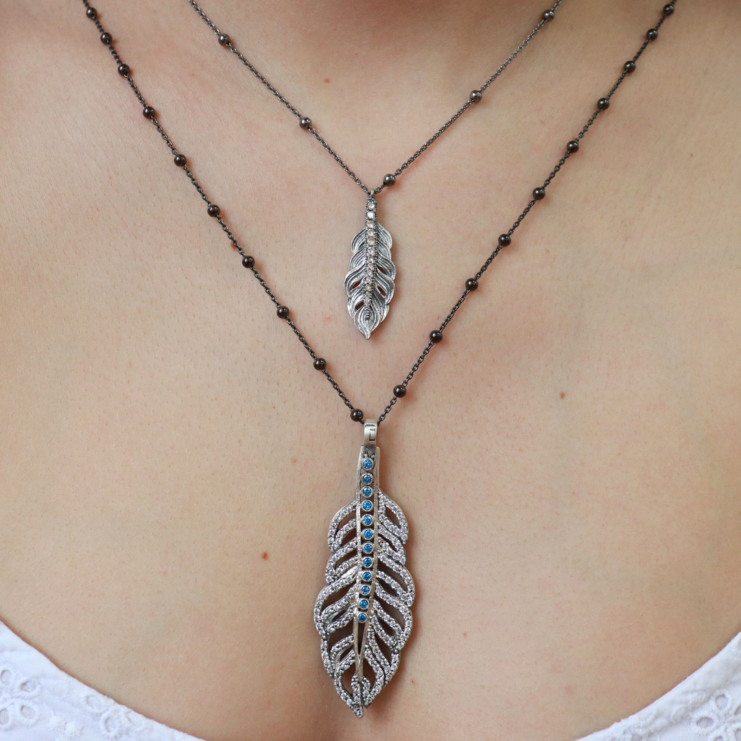 Colgante Plata Pluma Circonitas Cava