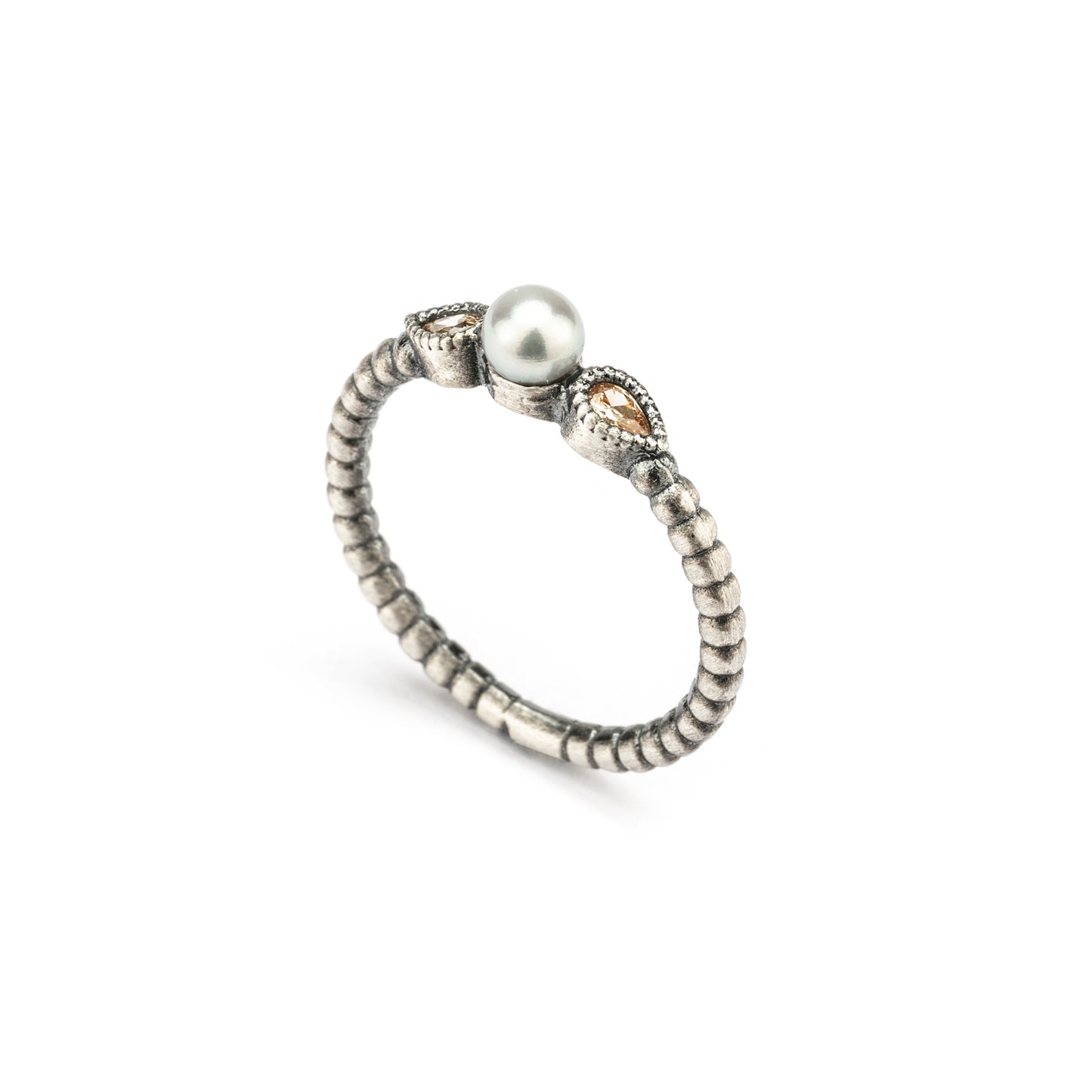 15583 ANILLO PLATA PERLA, PERAS CIRCONITA CAVA