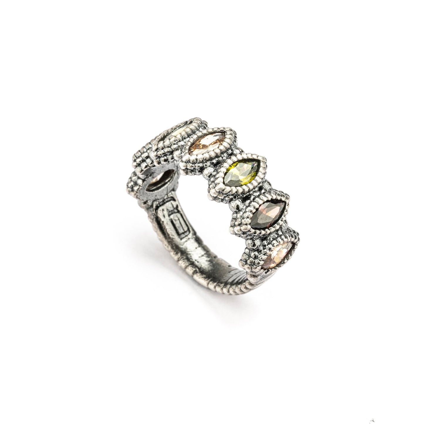 15600 ANILLO PLATA, NAVETTES CIRCONITAS TRICOLOR