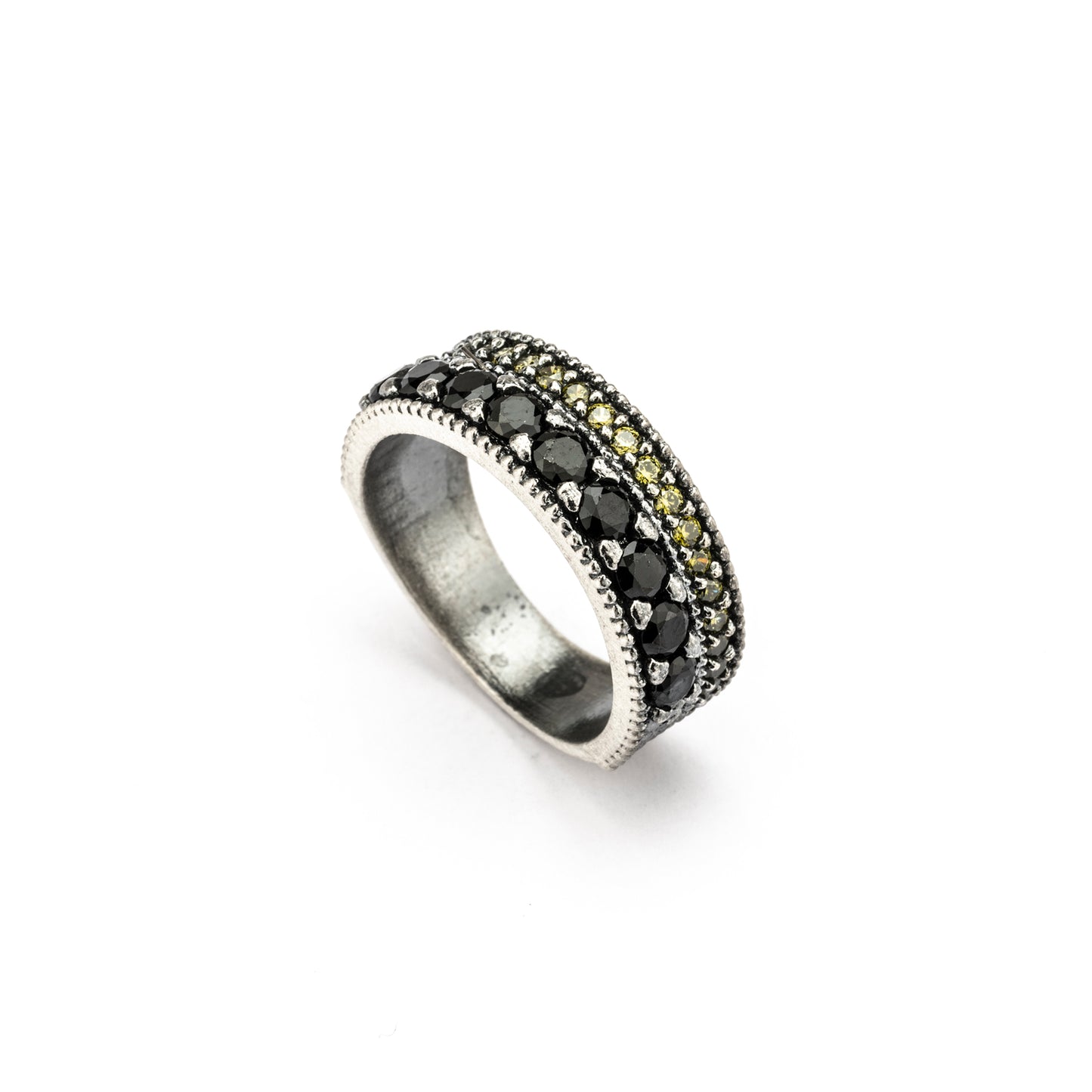 15614 ANILLO PLATA, ESPINELAS Y CIRCONITAS VERDE