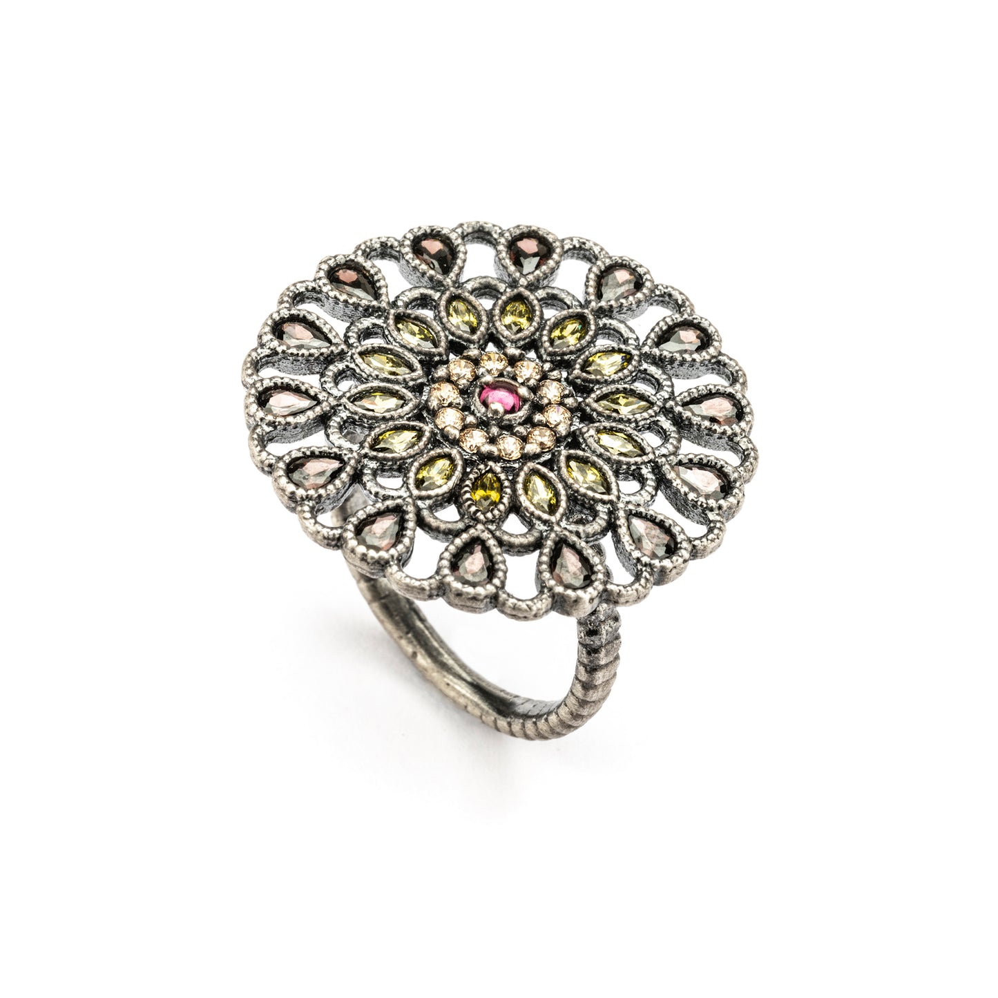 15635 ANILLO PLATA GRANATE, CIRCONITAS CAVA, VERDE, BROWN