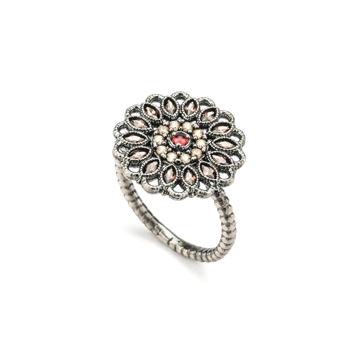 15637 ANILLO PLATA GRANATE, CIRCONITAS CAVA, NAVETTES BROWN