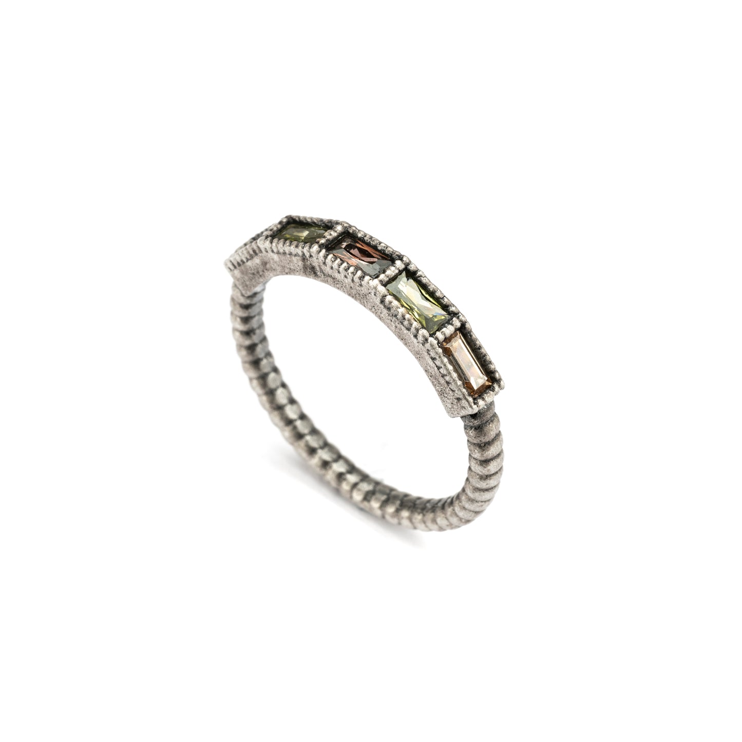 15650 ANILLO PLATA BAGUETTES TRICOLOR