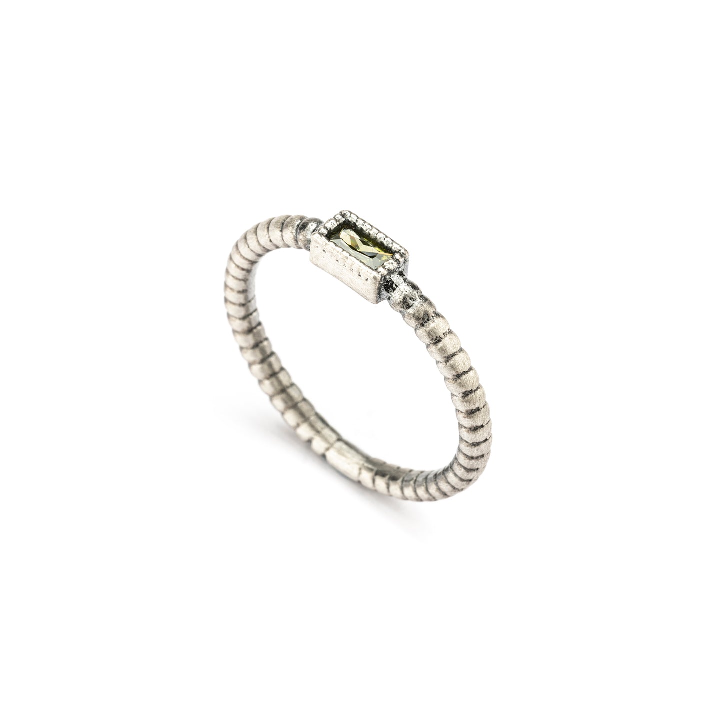 15651 ANILLO PLATA BAGUETTE CIRCONITA VERDE