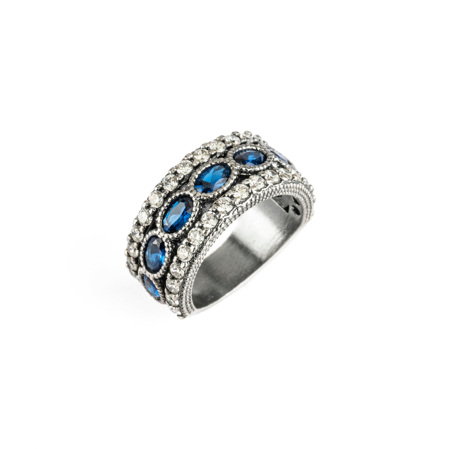 Anillo plata piedras semipreciosas ovaladas