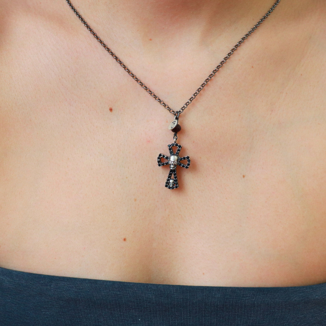 Colgante Plata Calavera Cruz