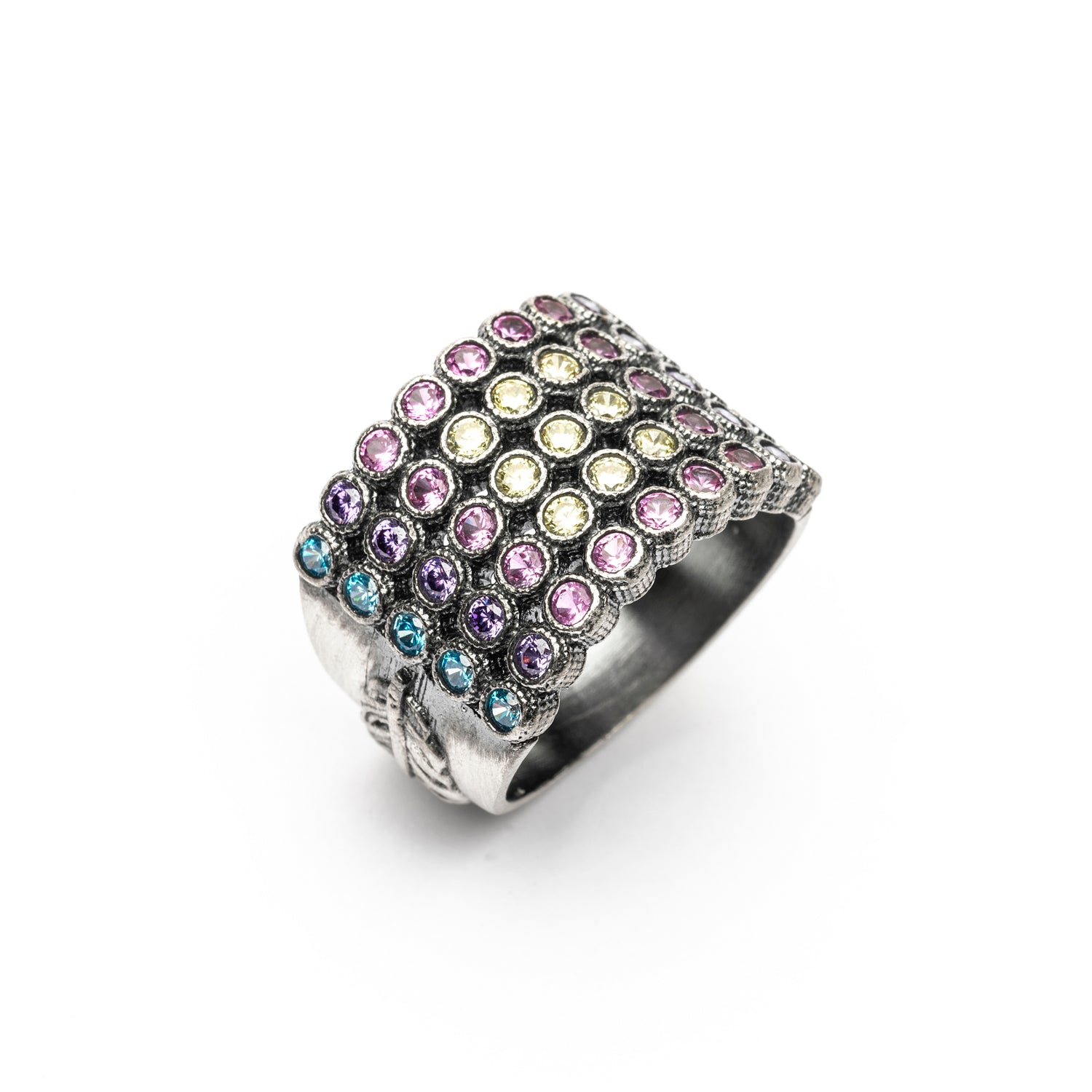 Anillo Ancho Plata Circonitas