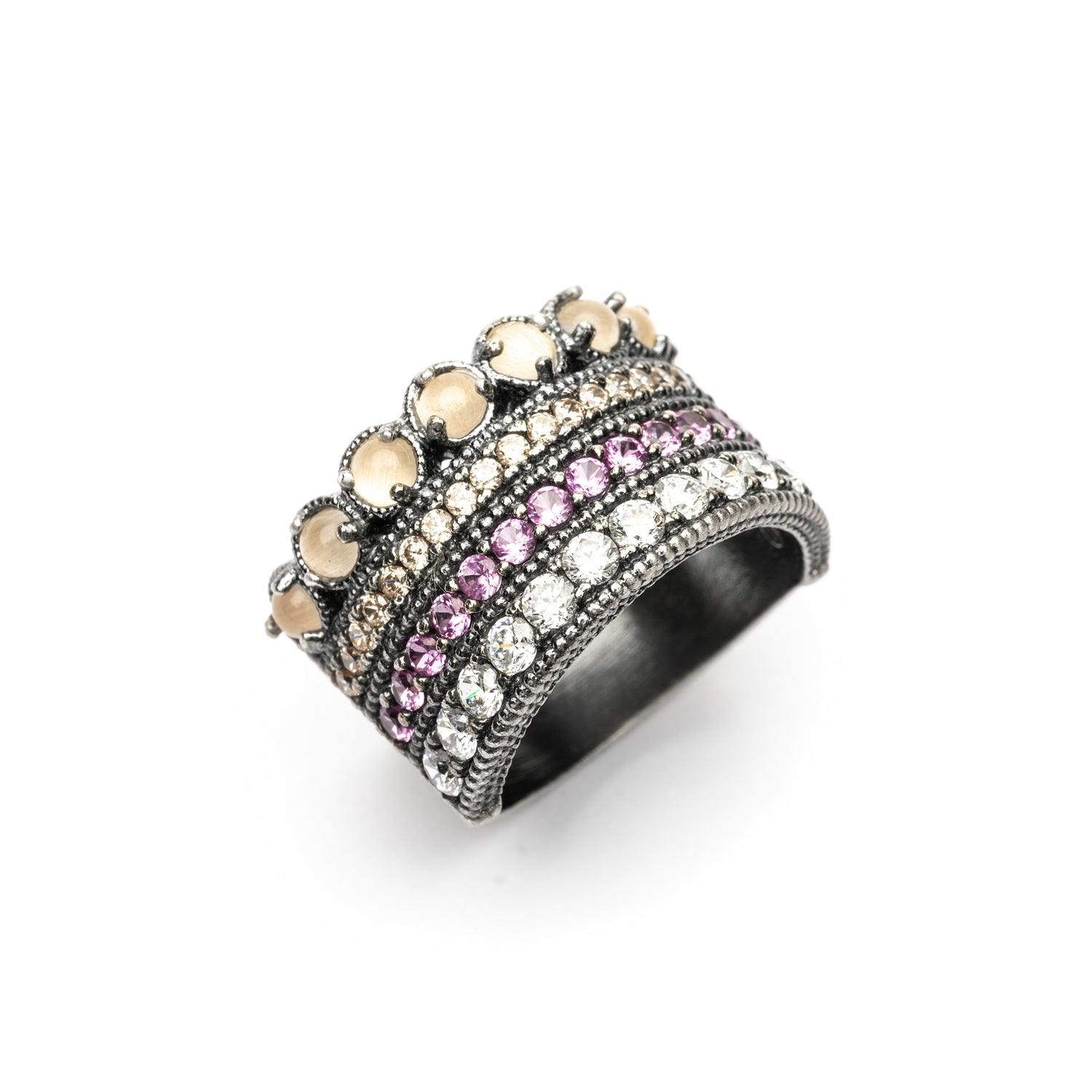 Anillo Plata Ojo de Gato Salmón