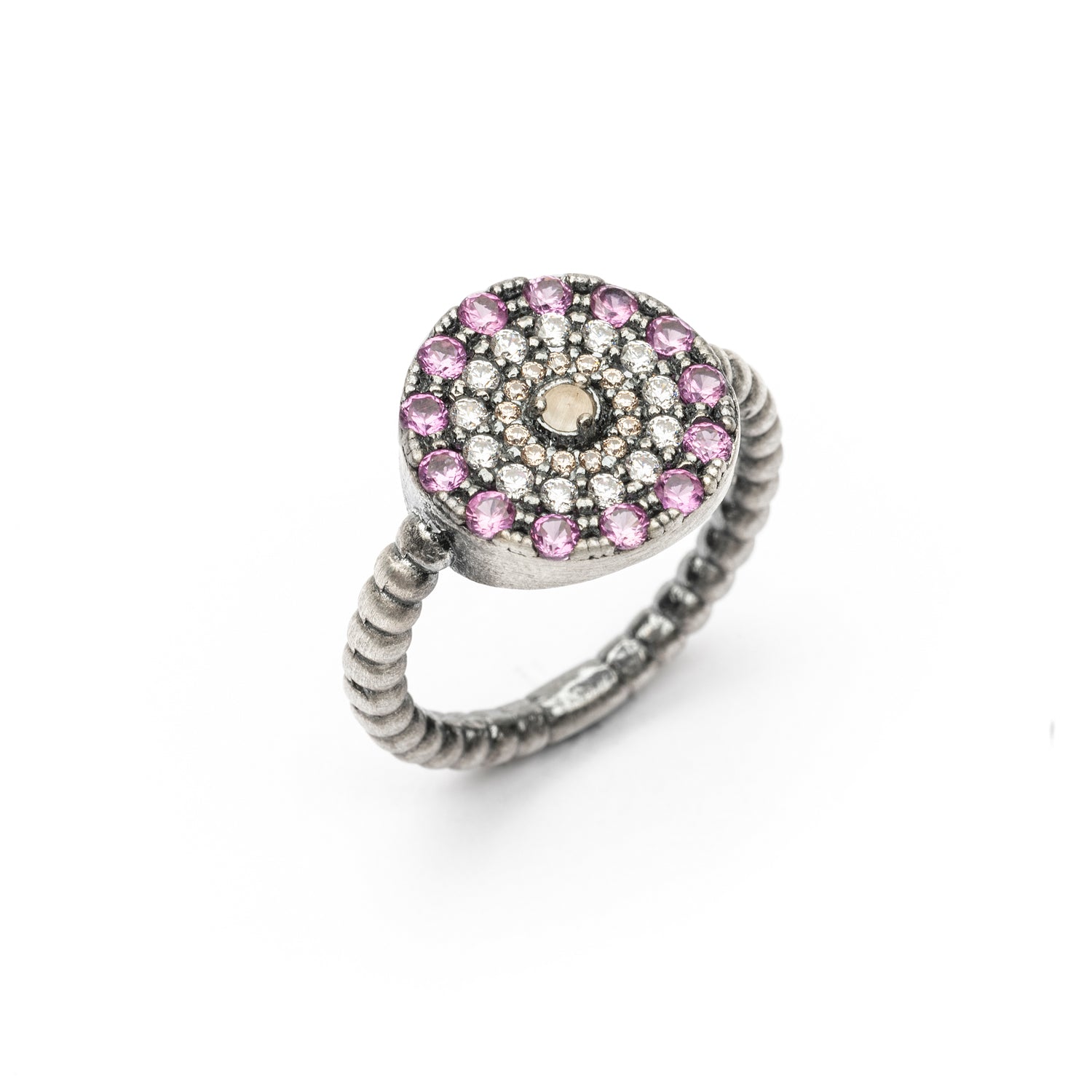 Anillo Plata Orla Ojo de Gato Salmón