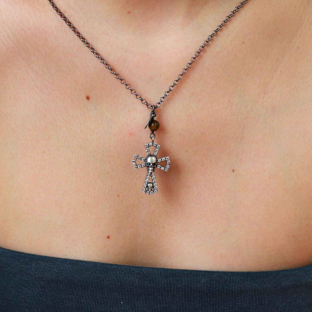 Colgante Plata Calavera Cruz