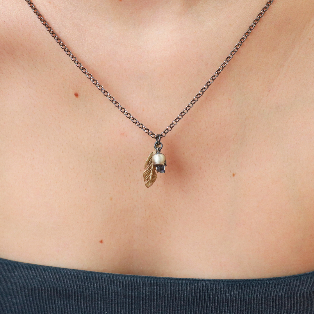 Colgante Plata Calavera Pluma