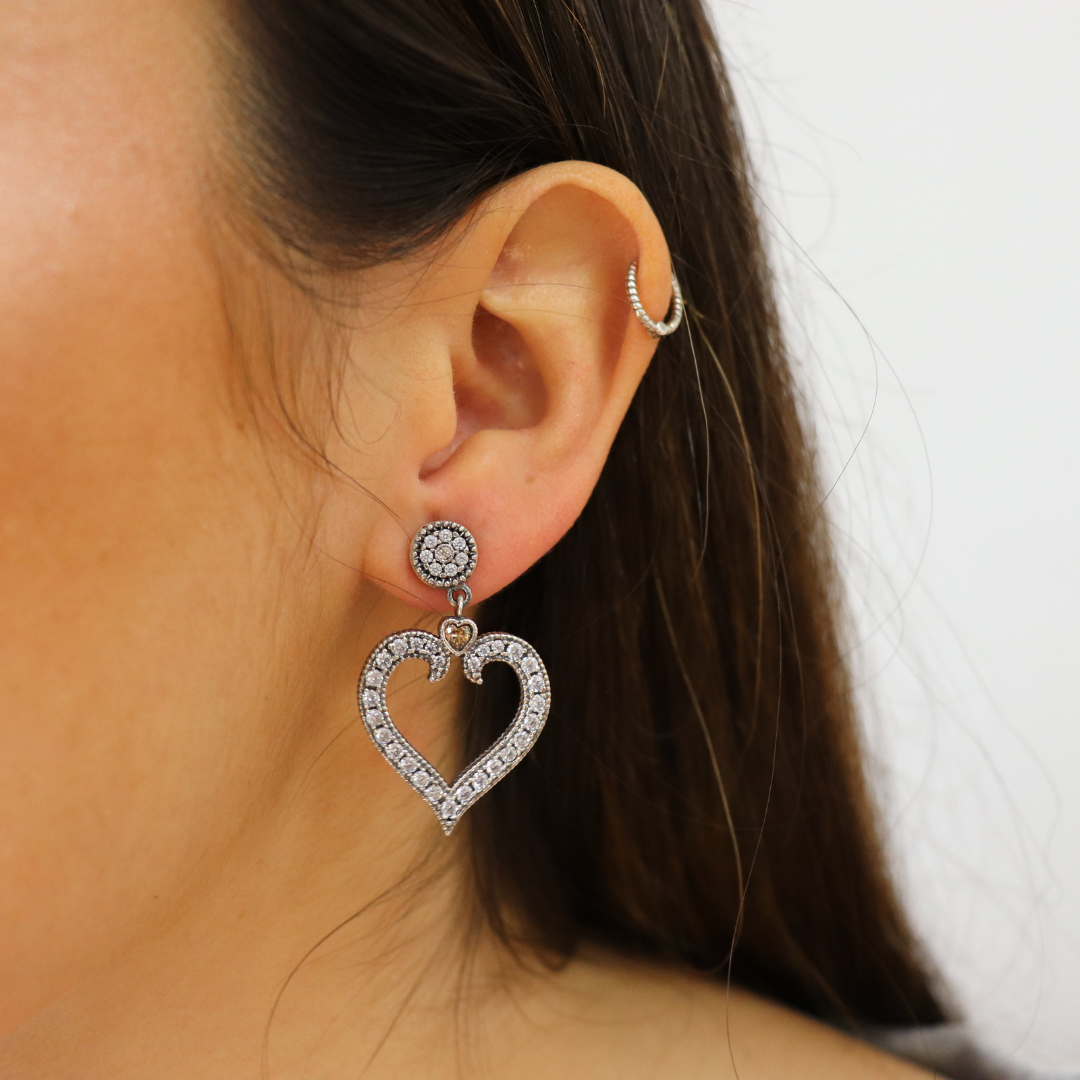 Pendientes plata corazon