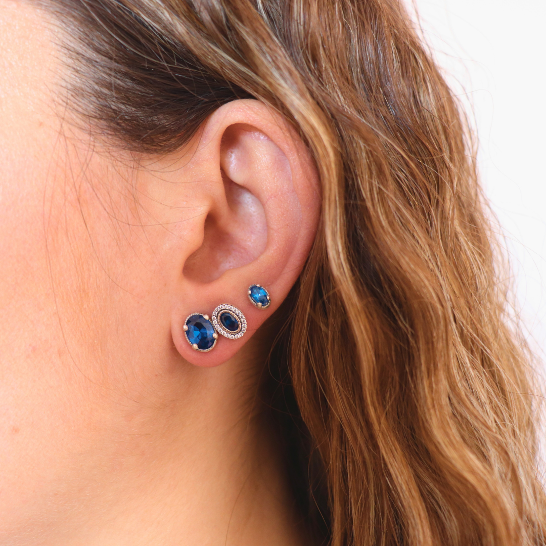 Pendientes botón plata