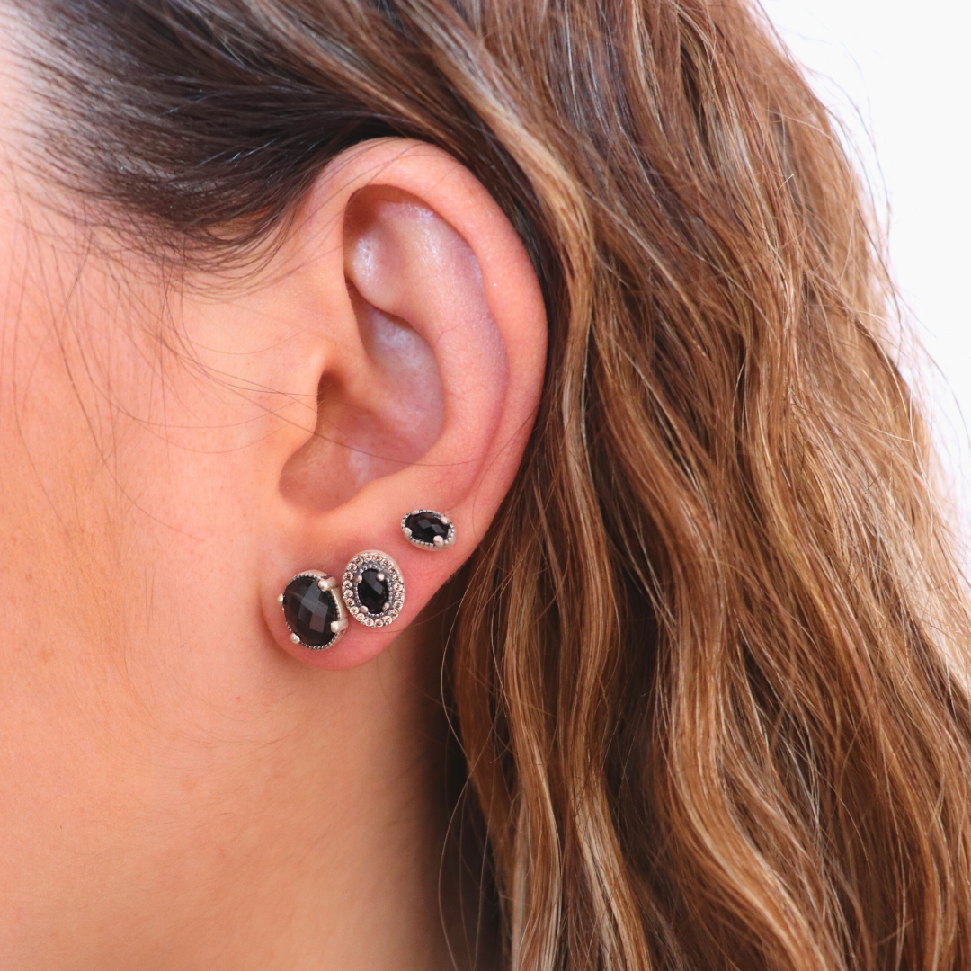 Pendientes botón plata