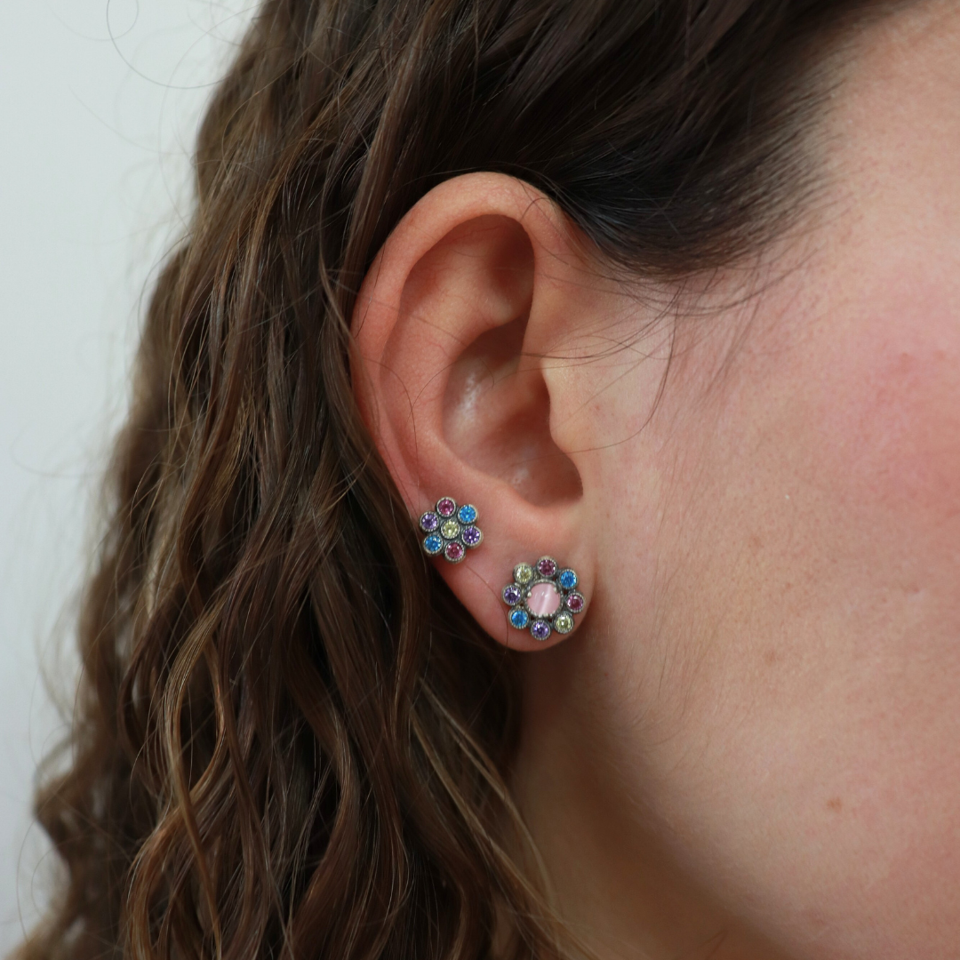 Pendientes Plata Botón Flor