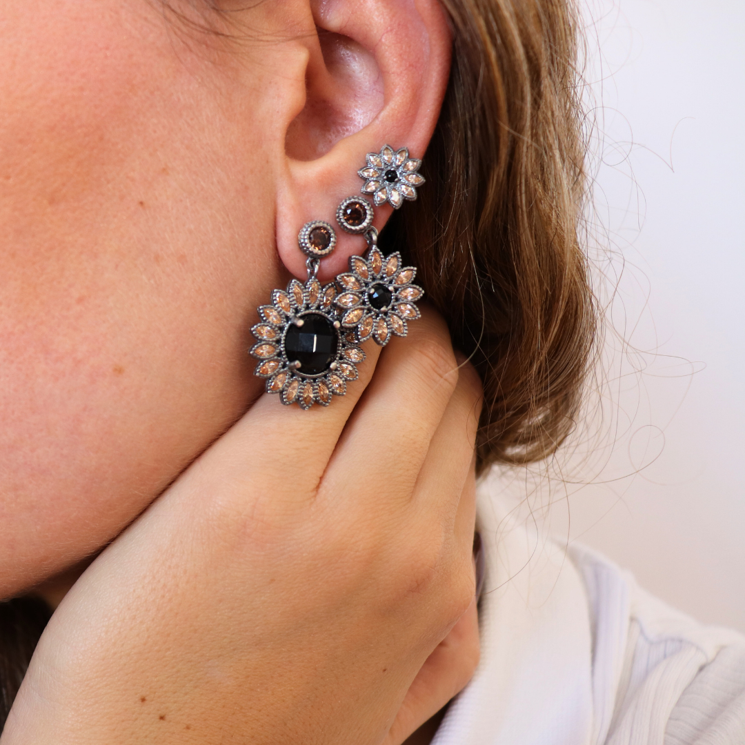 Pendientes botón plata