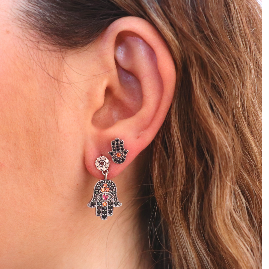 Pendientes botón plata fátima