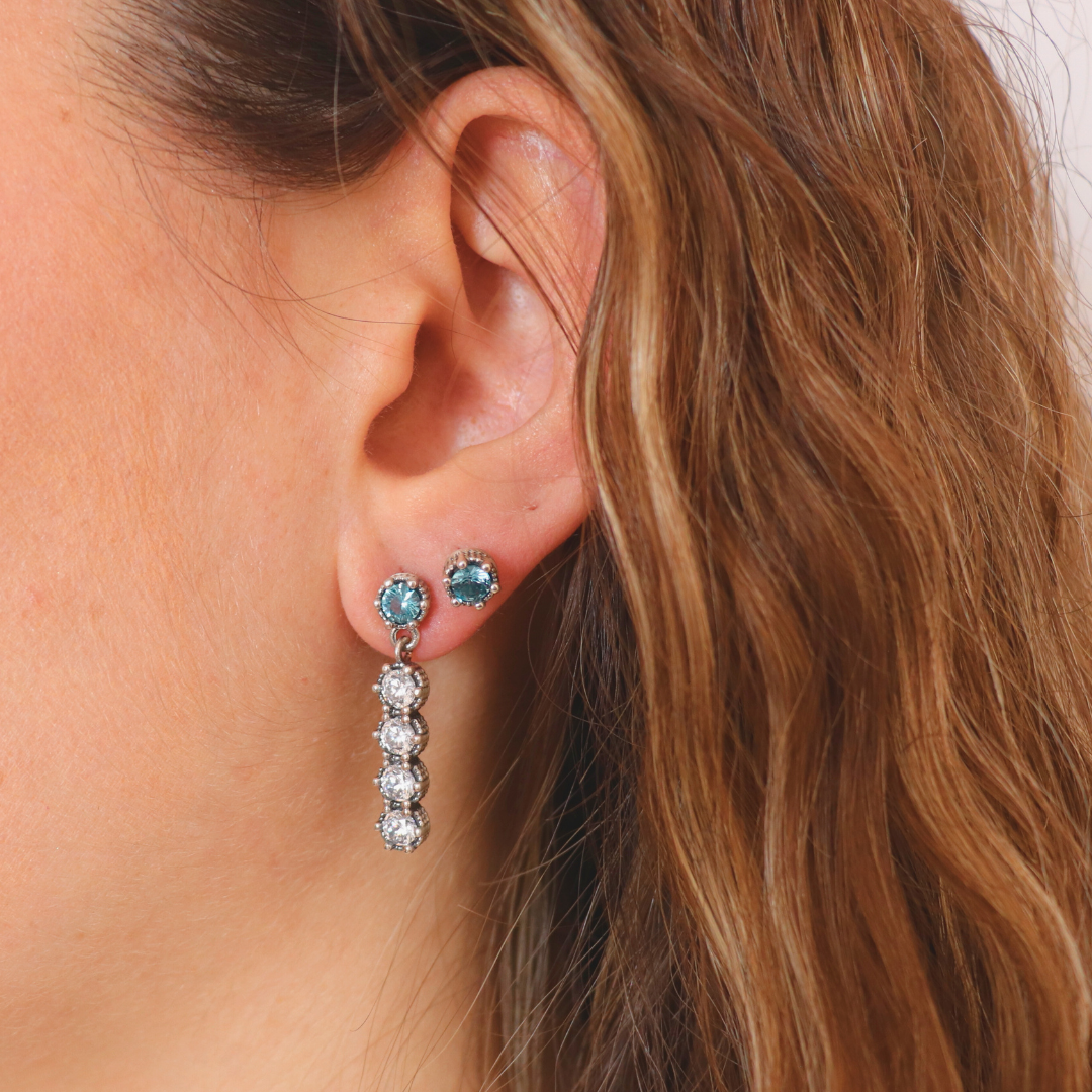 Pendientes botón plata