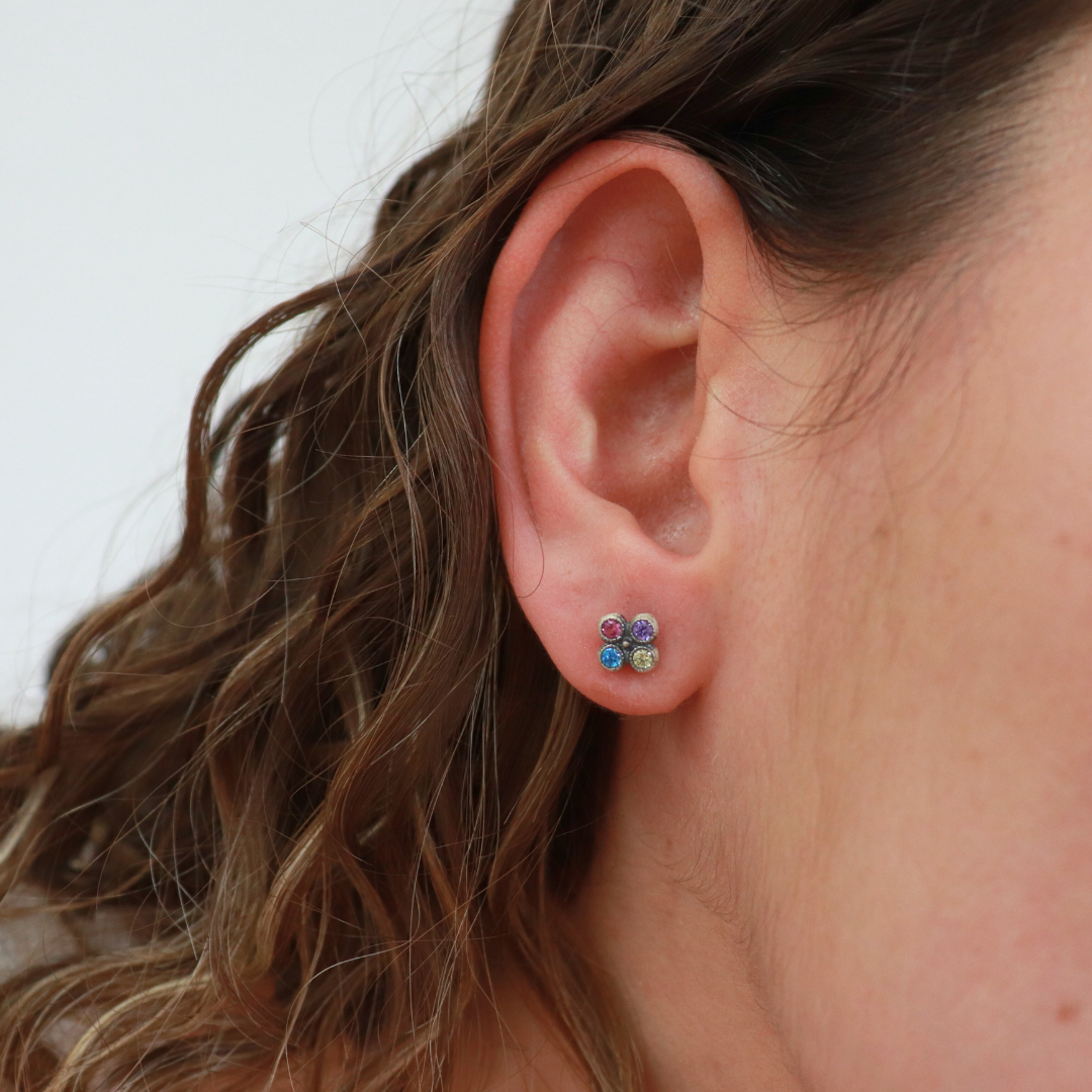 Pendientes Botón Plata