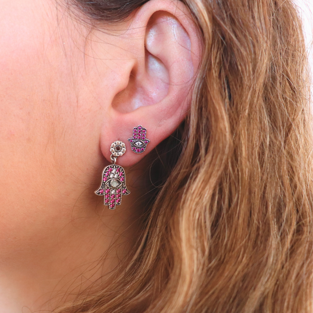 Pendientes botón plata fátima