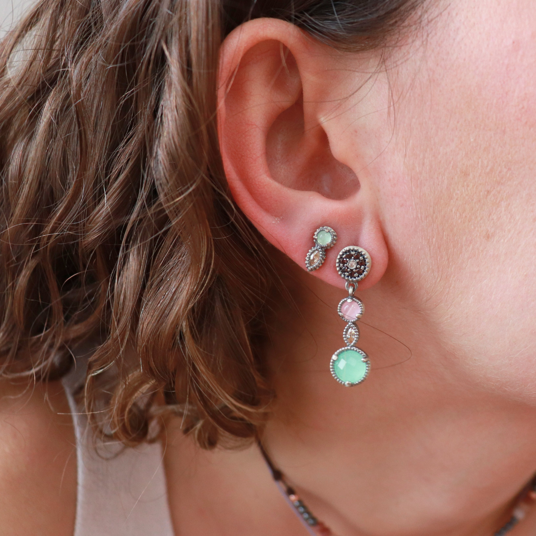 Pendientes Botón Plata Navette