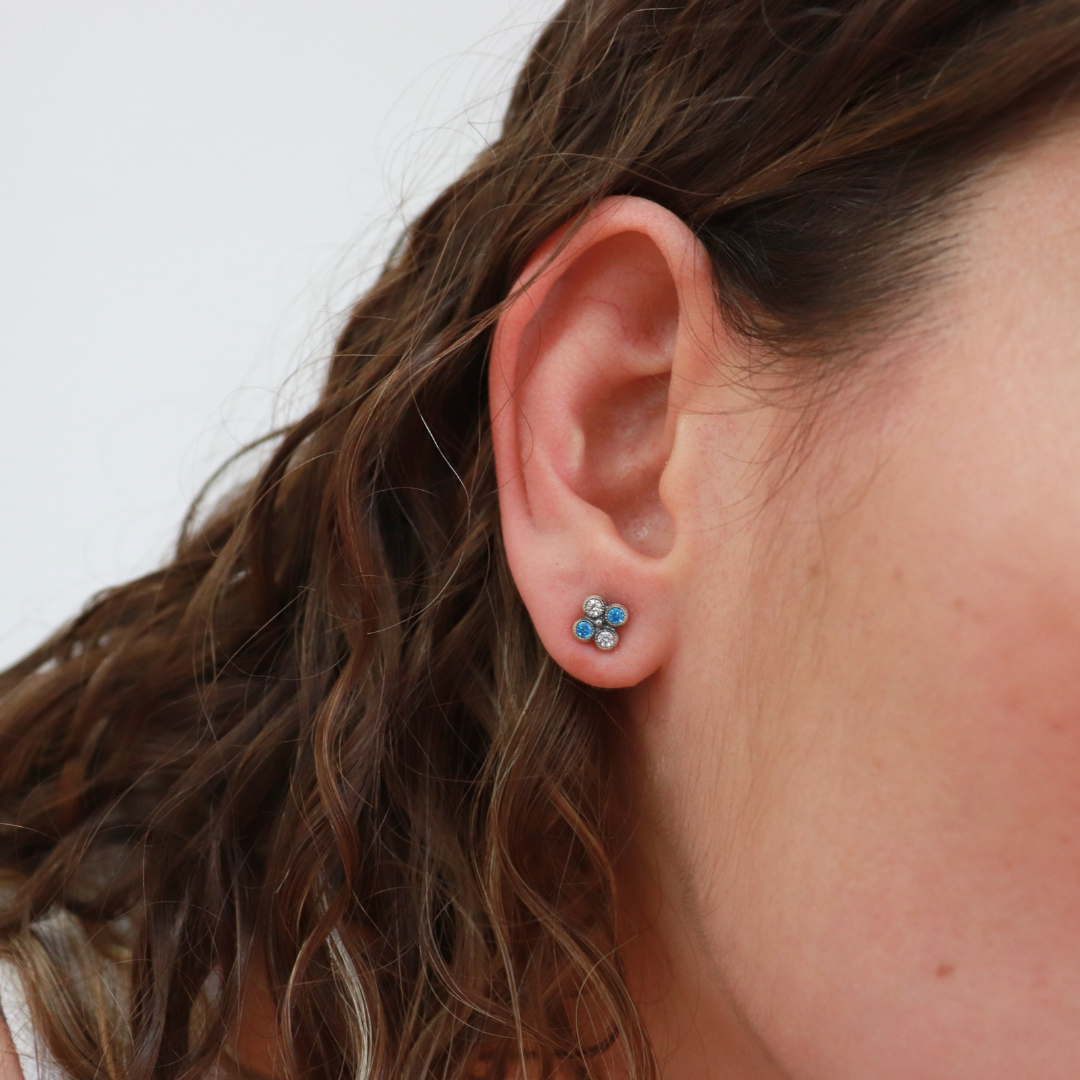 Pendientes Botón Plata