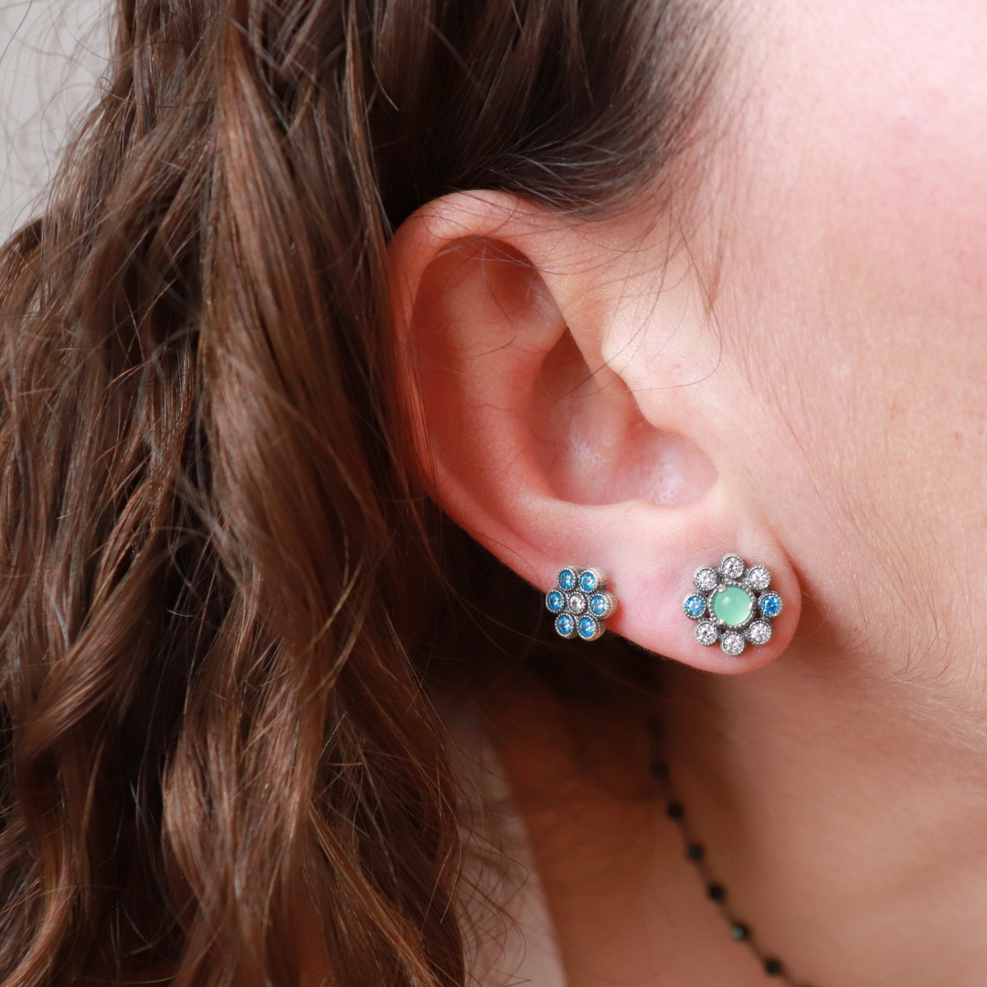 Pendientes Plata Botón Flor