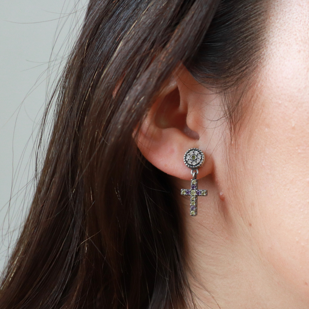 Pendientes Plata Cruz
