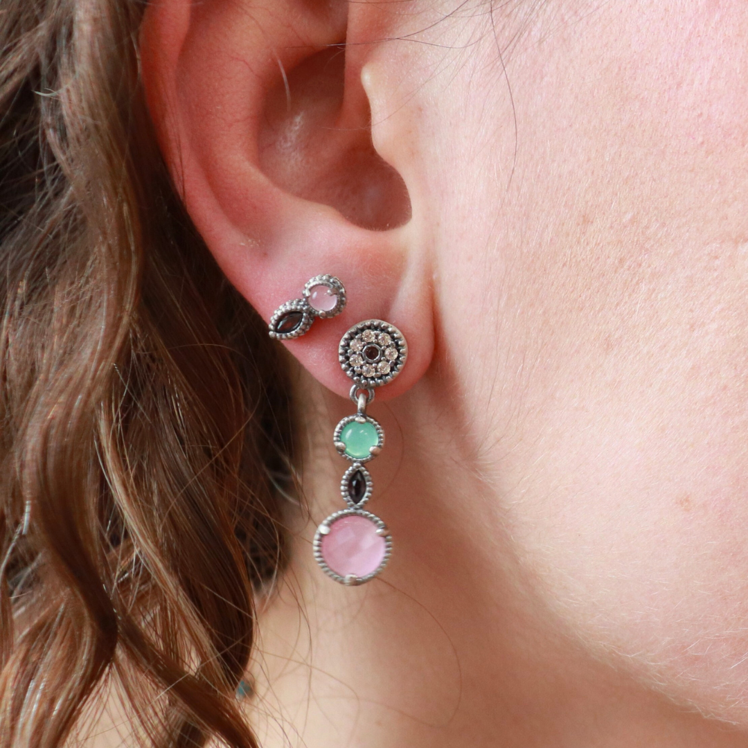 Pendientes Botón Plata Navette