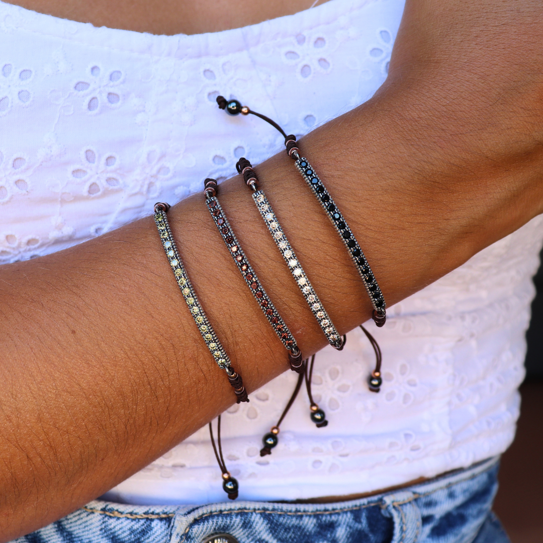 Pulsera Macramé Plata Tira Circonitas