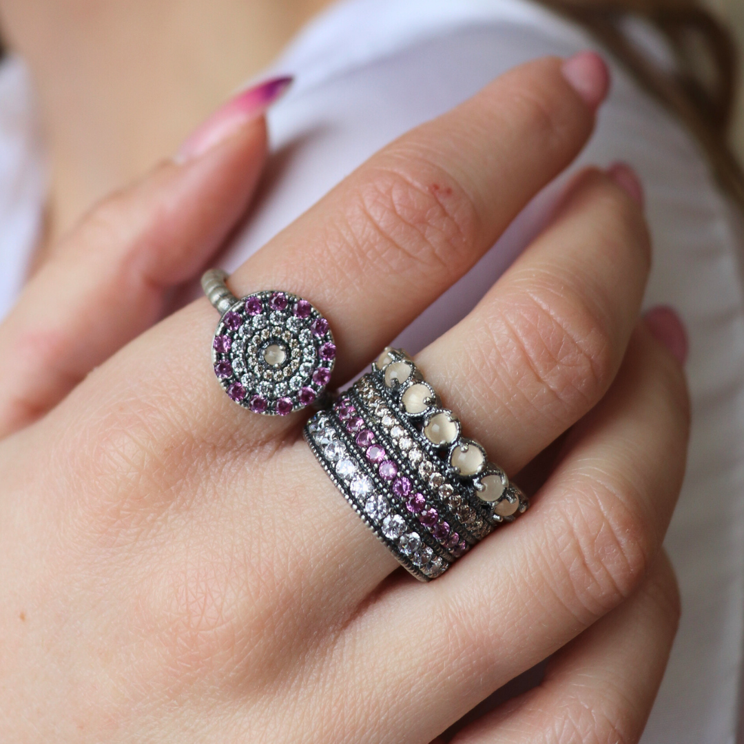 Anillo Plata Orla Ojo de Gato Salmón