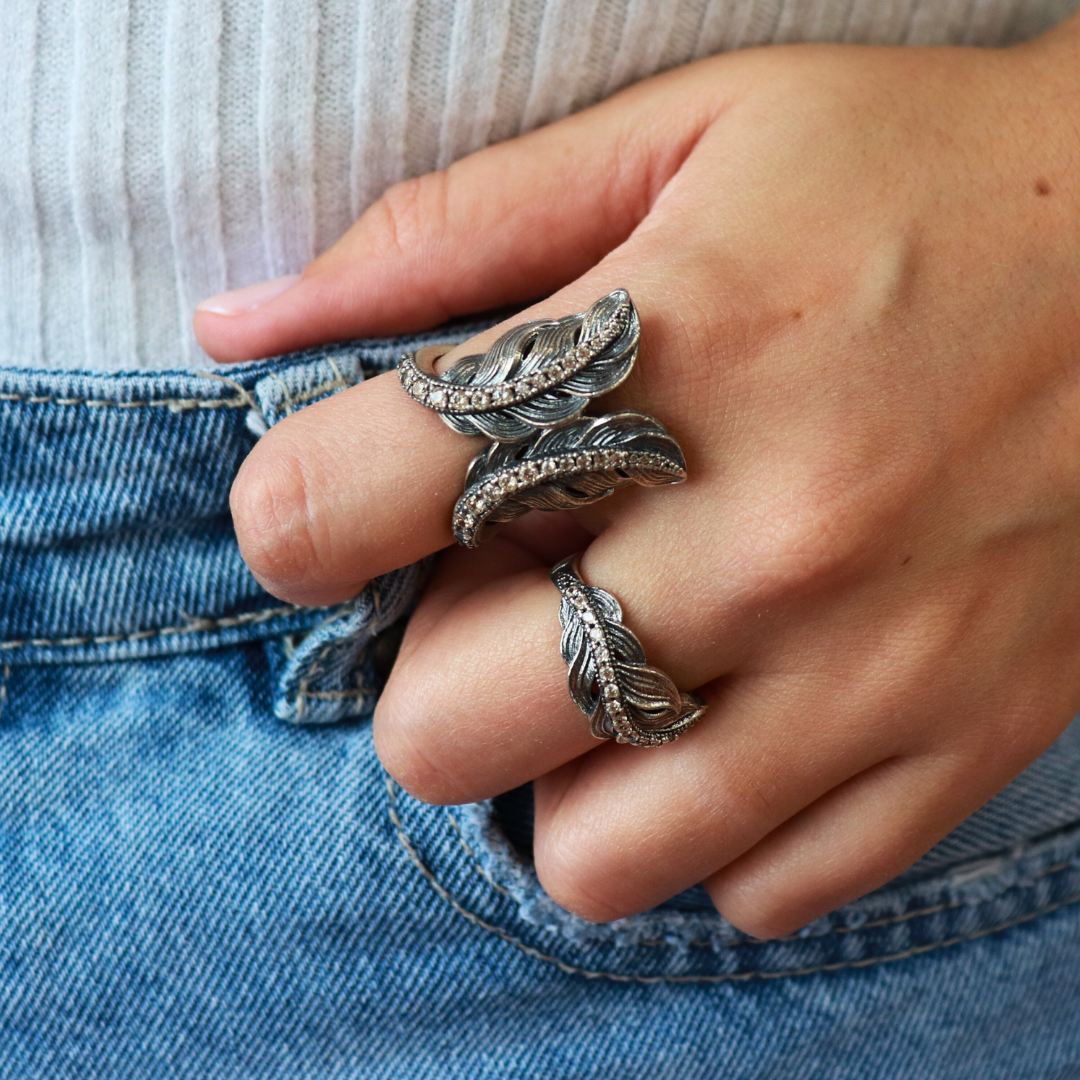 Anillo Plata Plumas