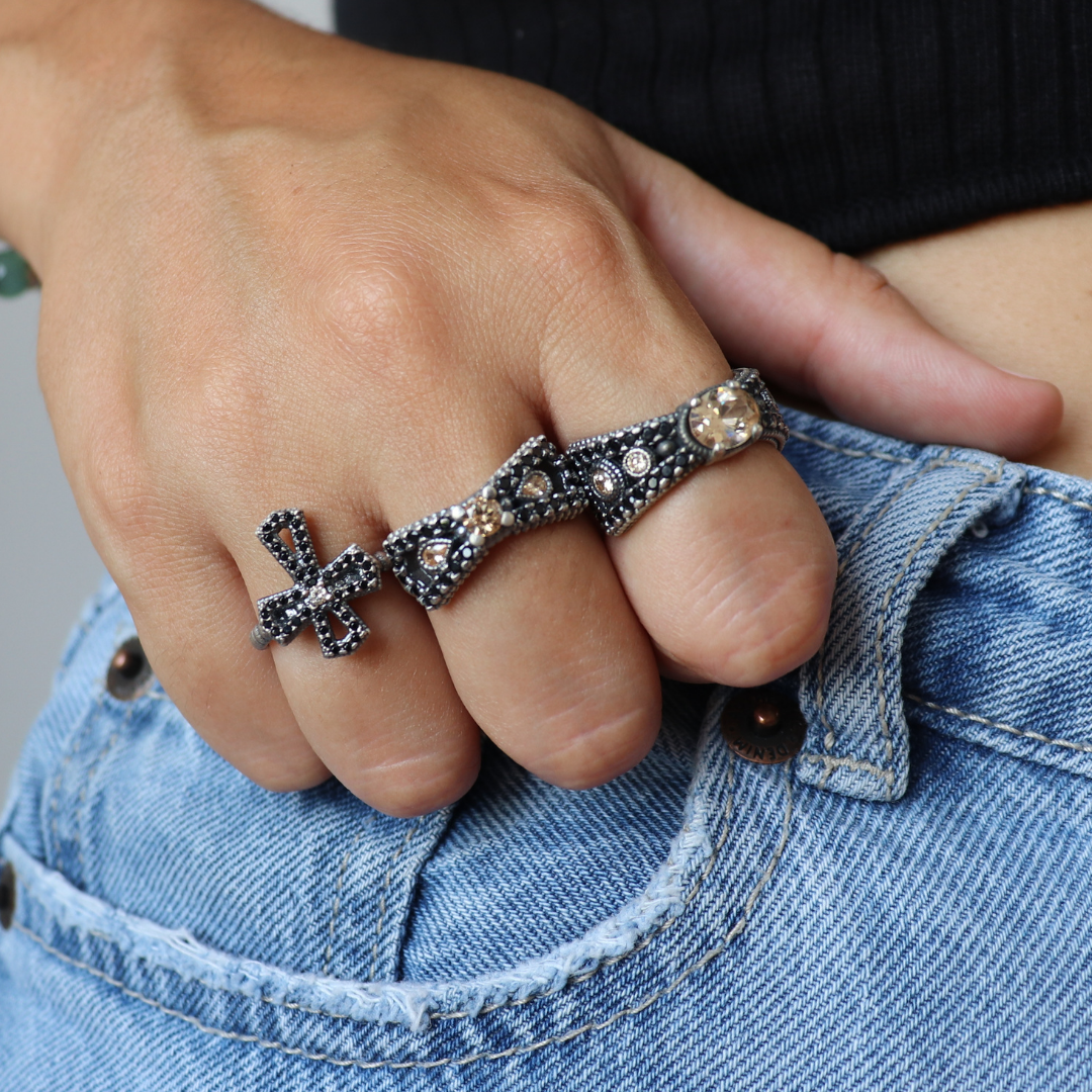 Anillo Plata Cruz Circonitas