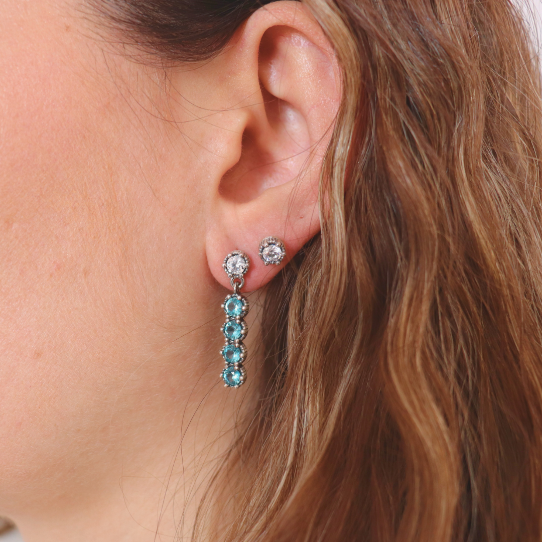 Pendientes botón plata