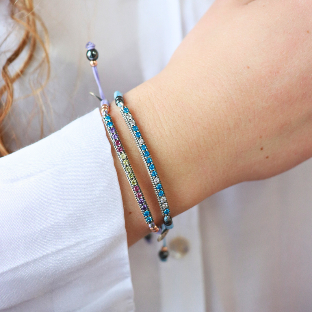 Pulsera Plata Macramé Tira Circonita