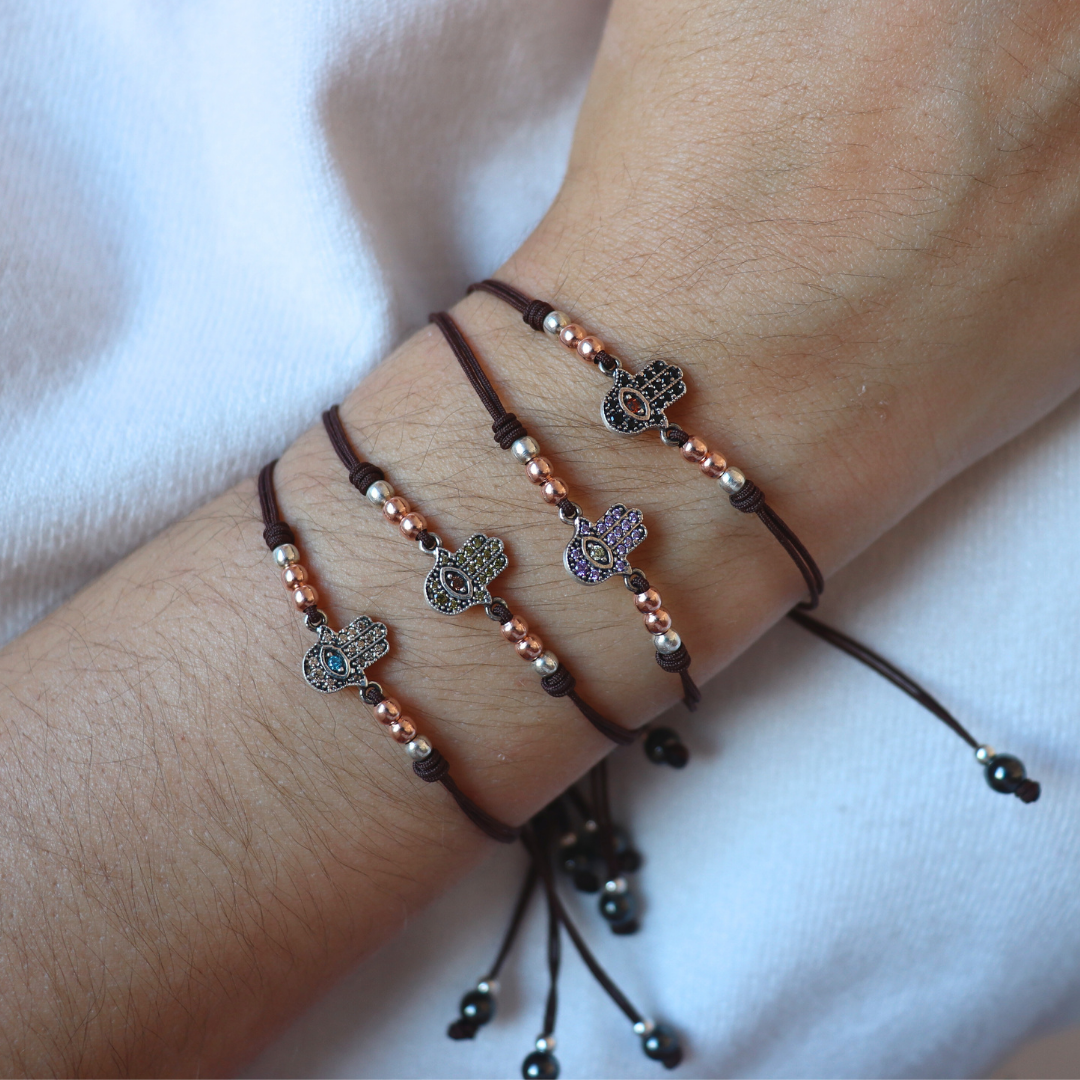 Pulsera macramé plata fátima mini