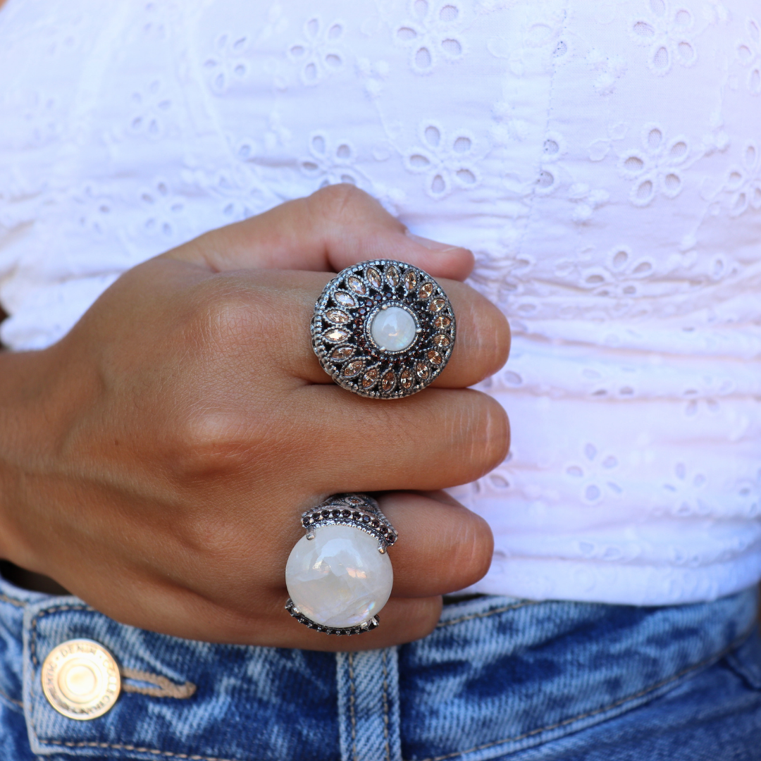 15597 ANILLO PLATA PIEDRA LUNA, NAVETTES CIRCONITAS CAVA