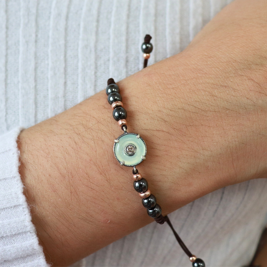 Pulsera Plata Macramé Aro