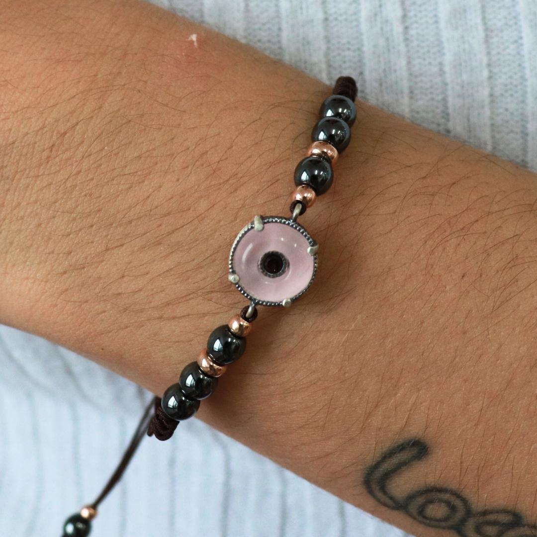 Pulsera Plata Macramé Aro