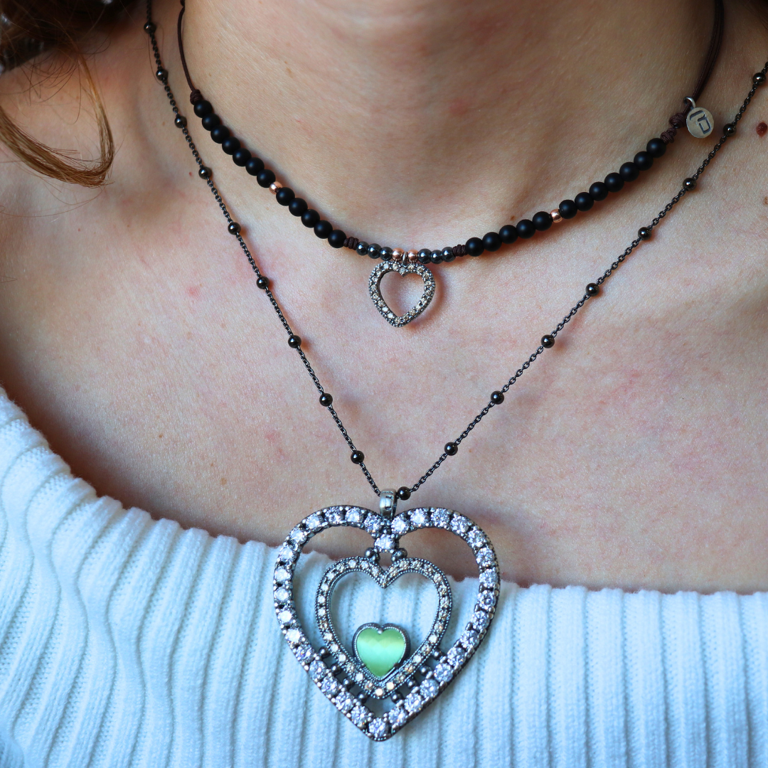 Colgante Plata Grande Corazones