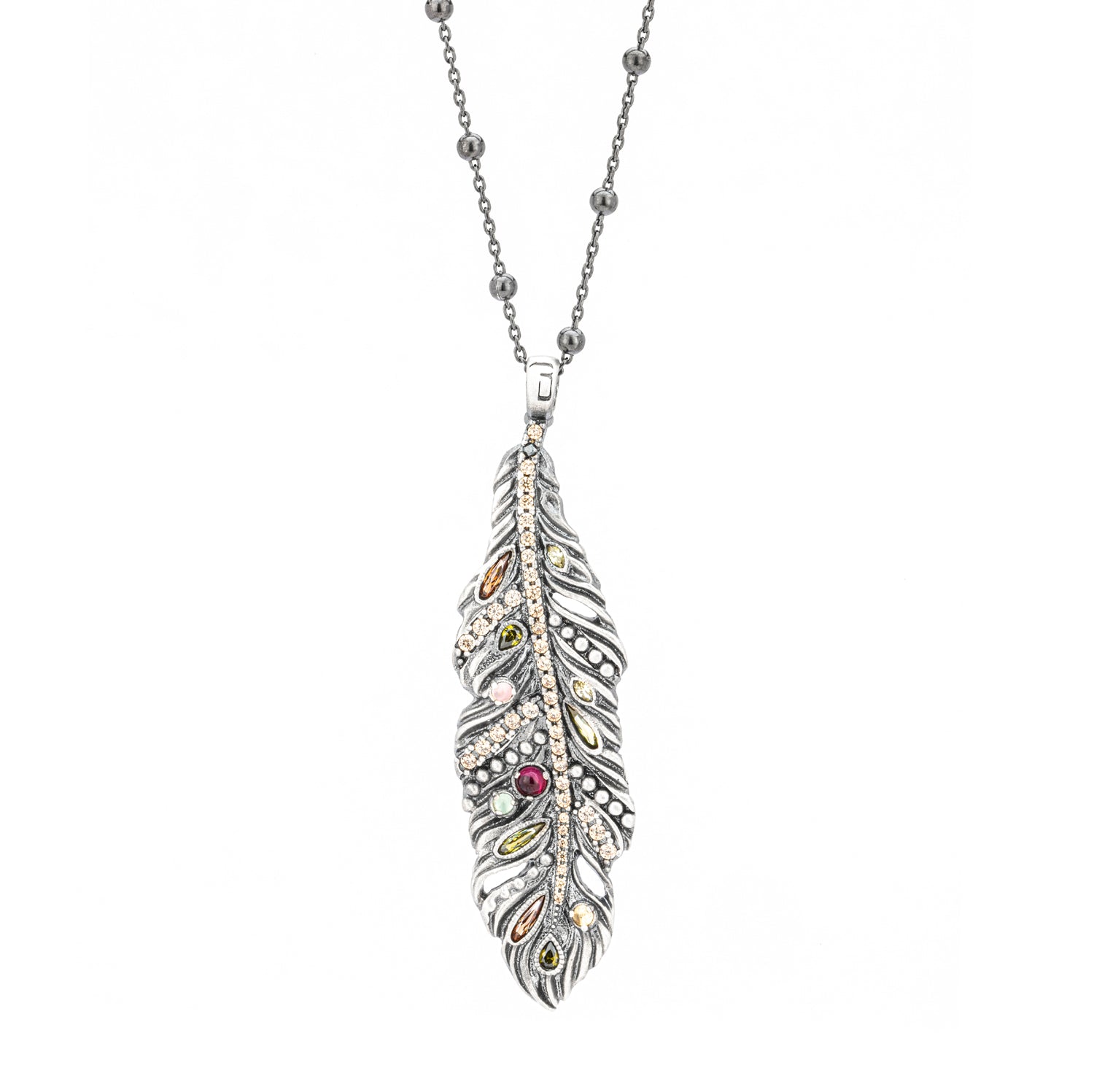Colgante grande de plata pluma águila