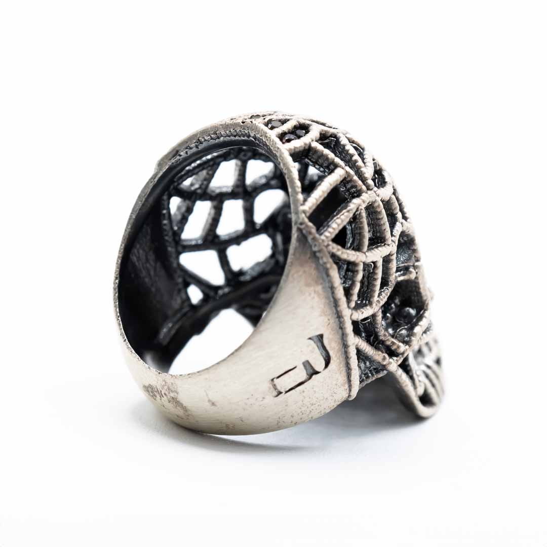 Anillo Calado Calavera Grande Plata