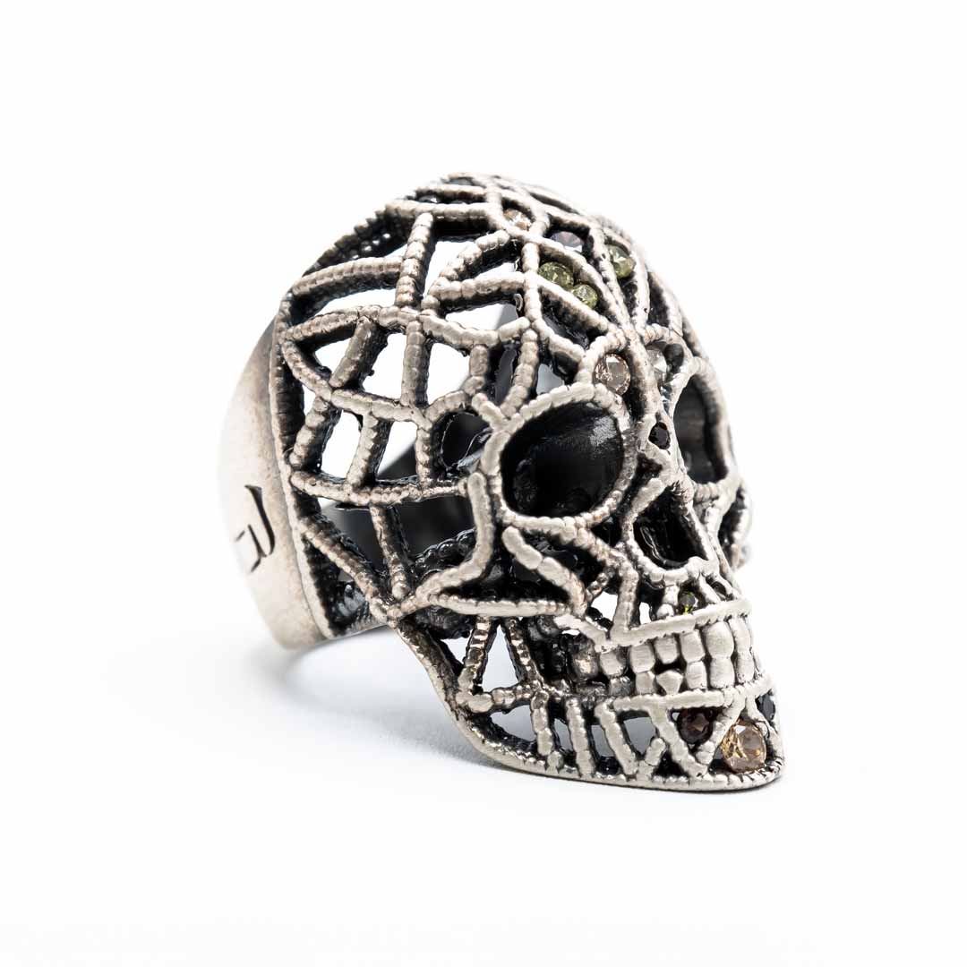 Anillo Calado Calavera Grande Plata